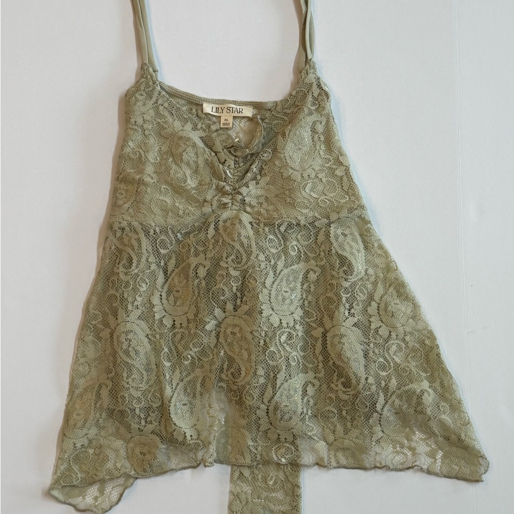 Lily Star Lace Green Cami Top